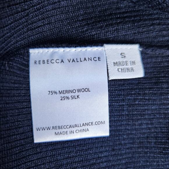 Rebecca Vallance Navy Merino Wool Silk Knit Sweater Size Small - Picture 6 of 10